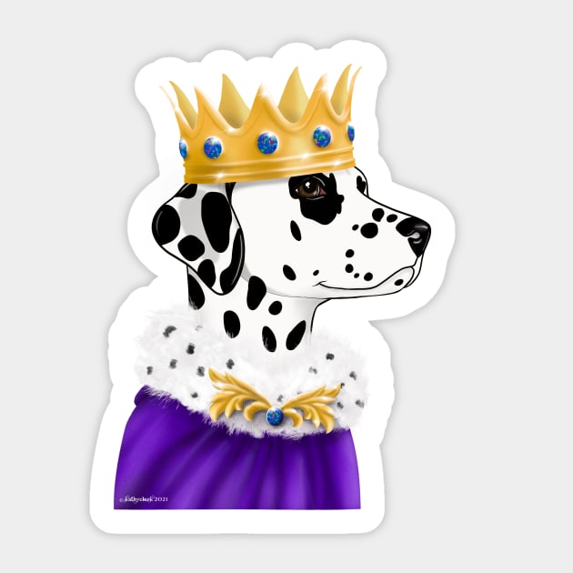 Dalmatian If the Crown Fits black spotted Sticker by FLCupcake